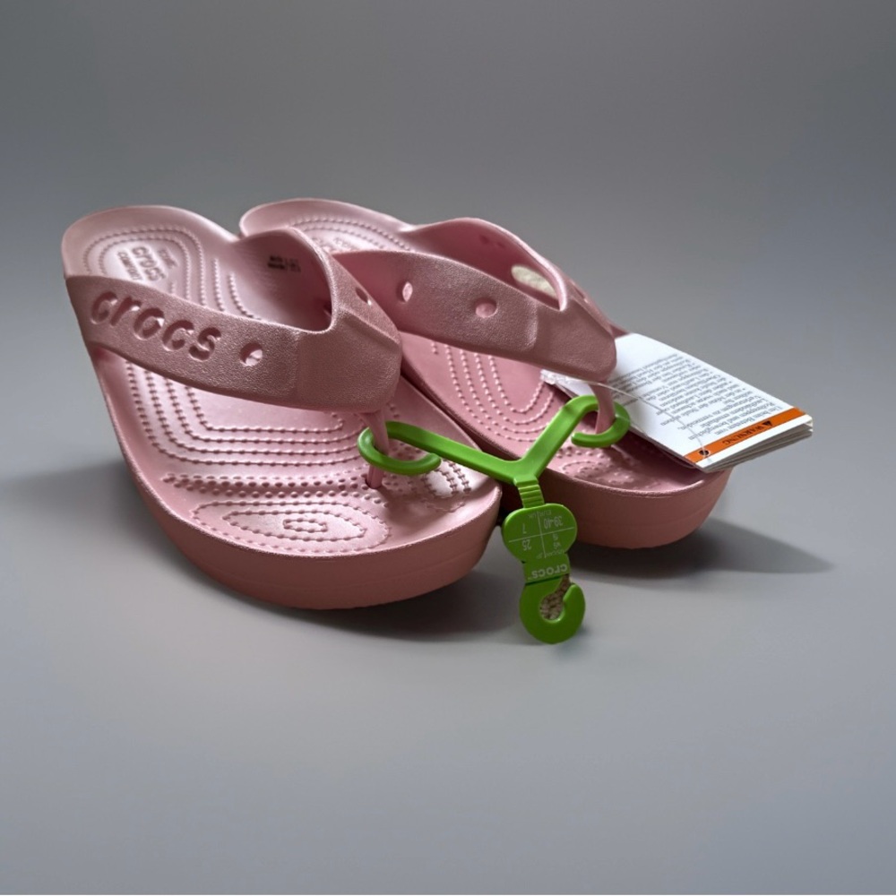 NEW 🩴 Crocs Flip Flops Platform Petal Pink 9 - Picture 2 of 5
